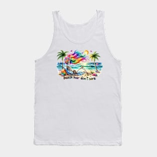 Beach Hair Don't Care Tropical Skeleton Relaxation Sandy Tank Top